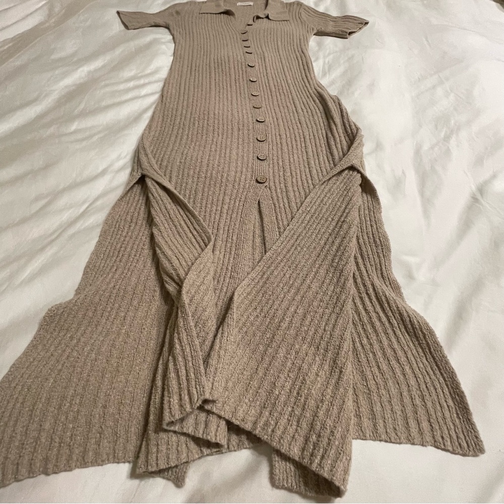 By Together Taupe Ribbed Midi Dress - Picture 9 of 13